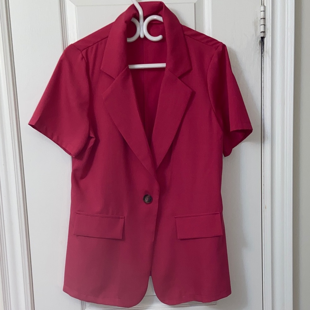 SHEIN Vibrant Red Short Sleeve Blazer